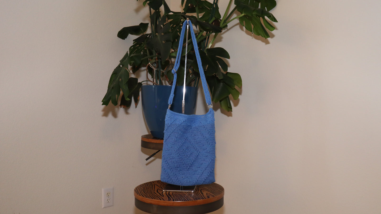 Handmade Crochet Cotton Crossbody Purse with Diamond Pattern & Lining