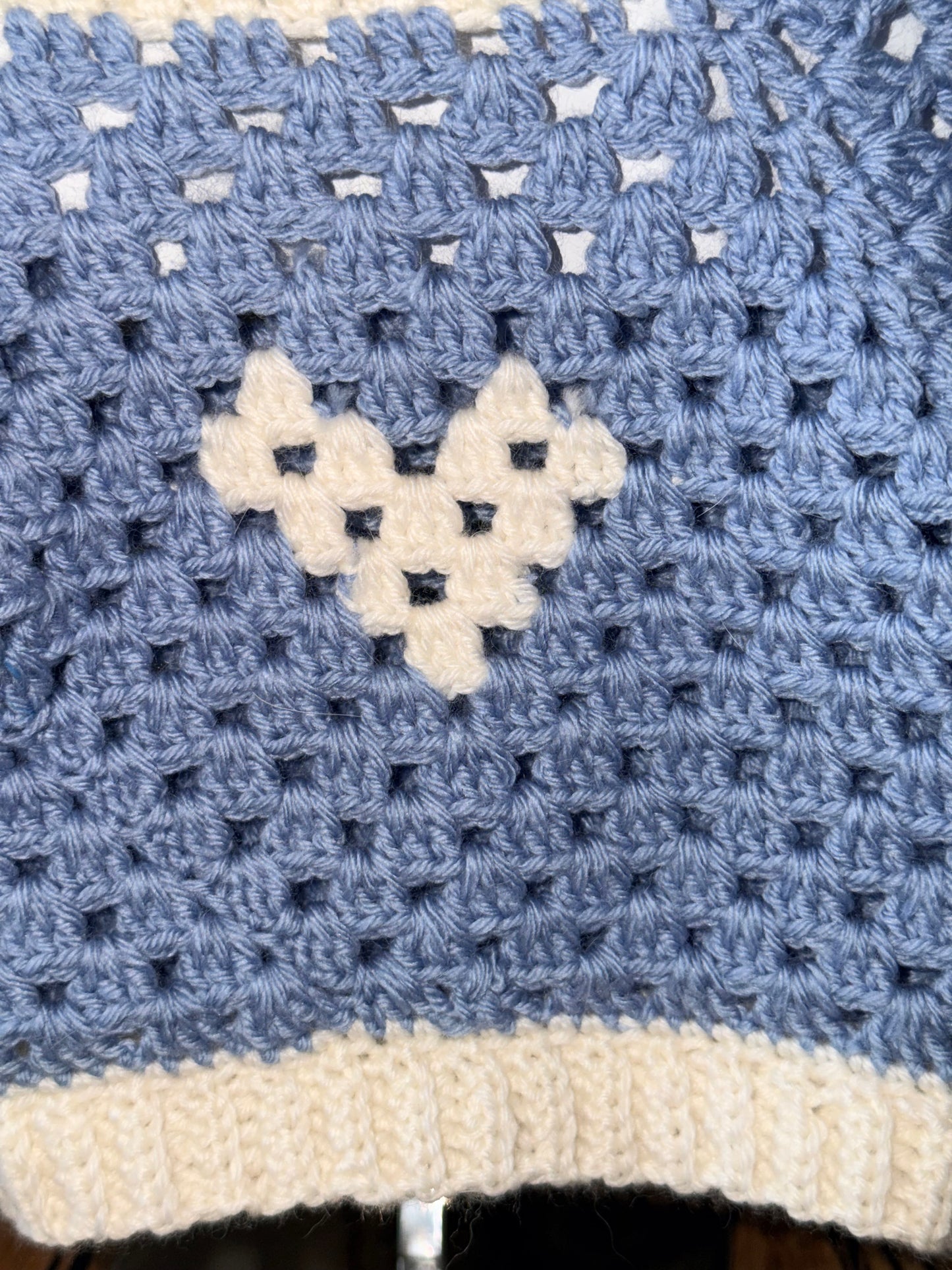 Handmade Merino Blend Crochet Baby Sweater/Jumper with Heart Motif