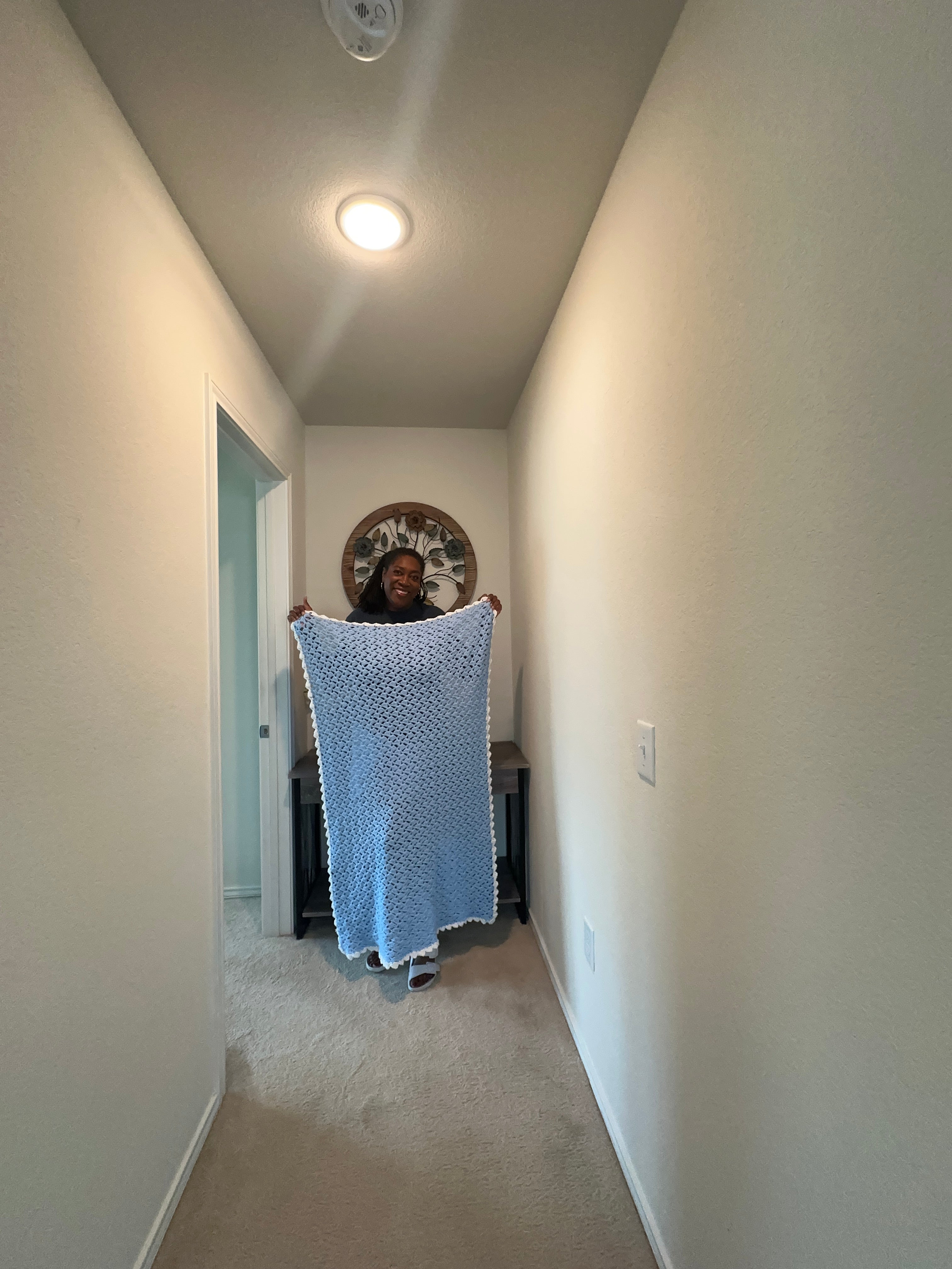 Handmade Crochet Baby Blanket – Shell Stitch Baby Blanket with Matching Border | Custom Baby Shower Gift | Soft Acrylic Infant Blanket