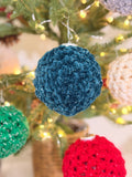 Handcrafted Velvet Crochet Christmas Bauble Ornament – Sparkly Holiday Tree Decor | Handmade Crochet Ornament | Single or Set of 4