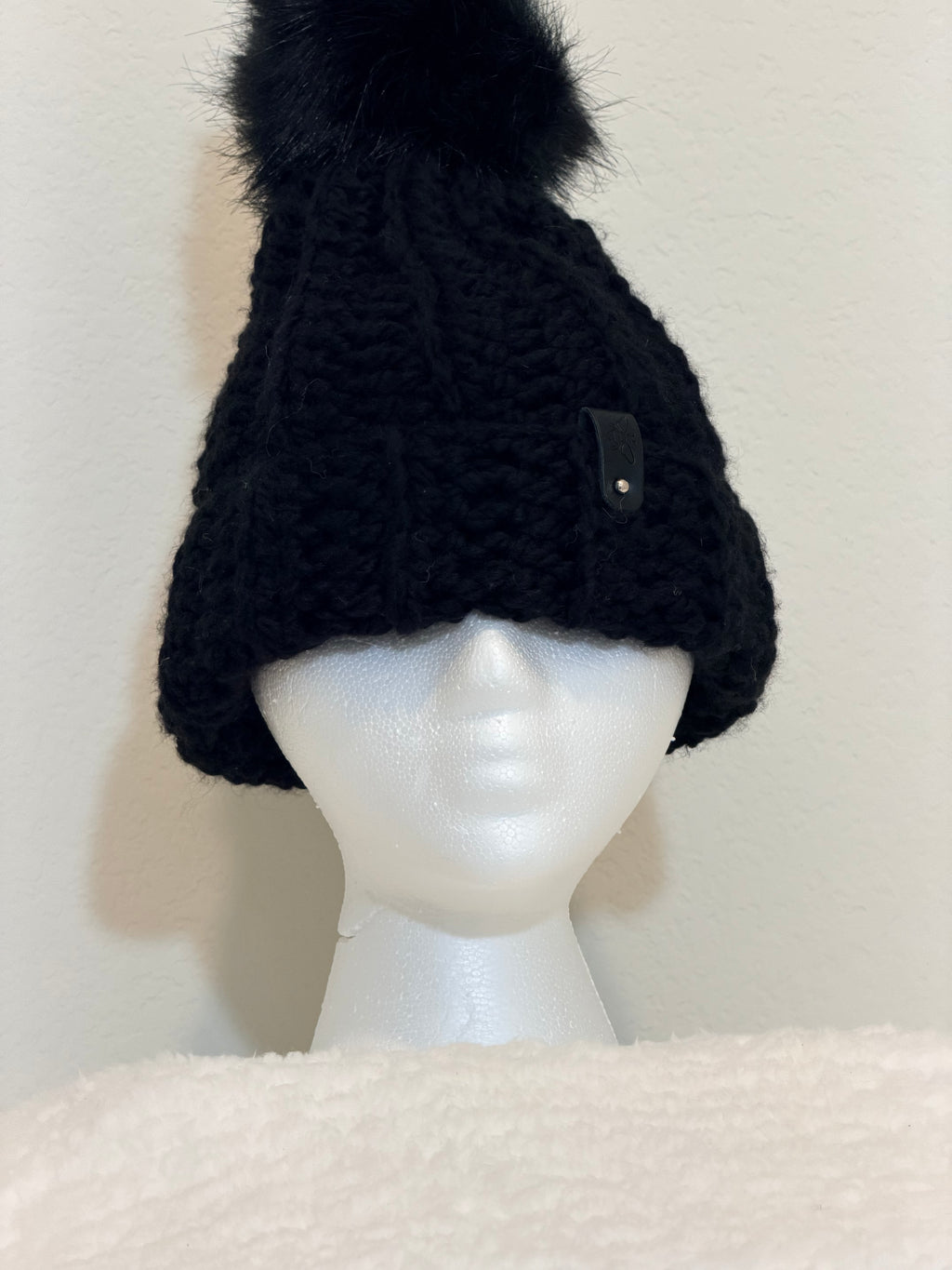 Cozy Handmade Crocheted Beanie with Faux Fur Pom Pom - Made to Order | Wool & Acrylic Winter Hat | Customizable Warm Chunky Knit Hat