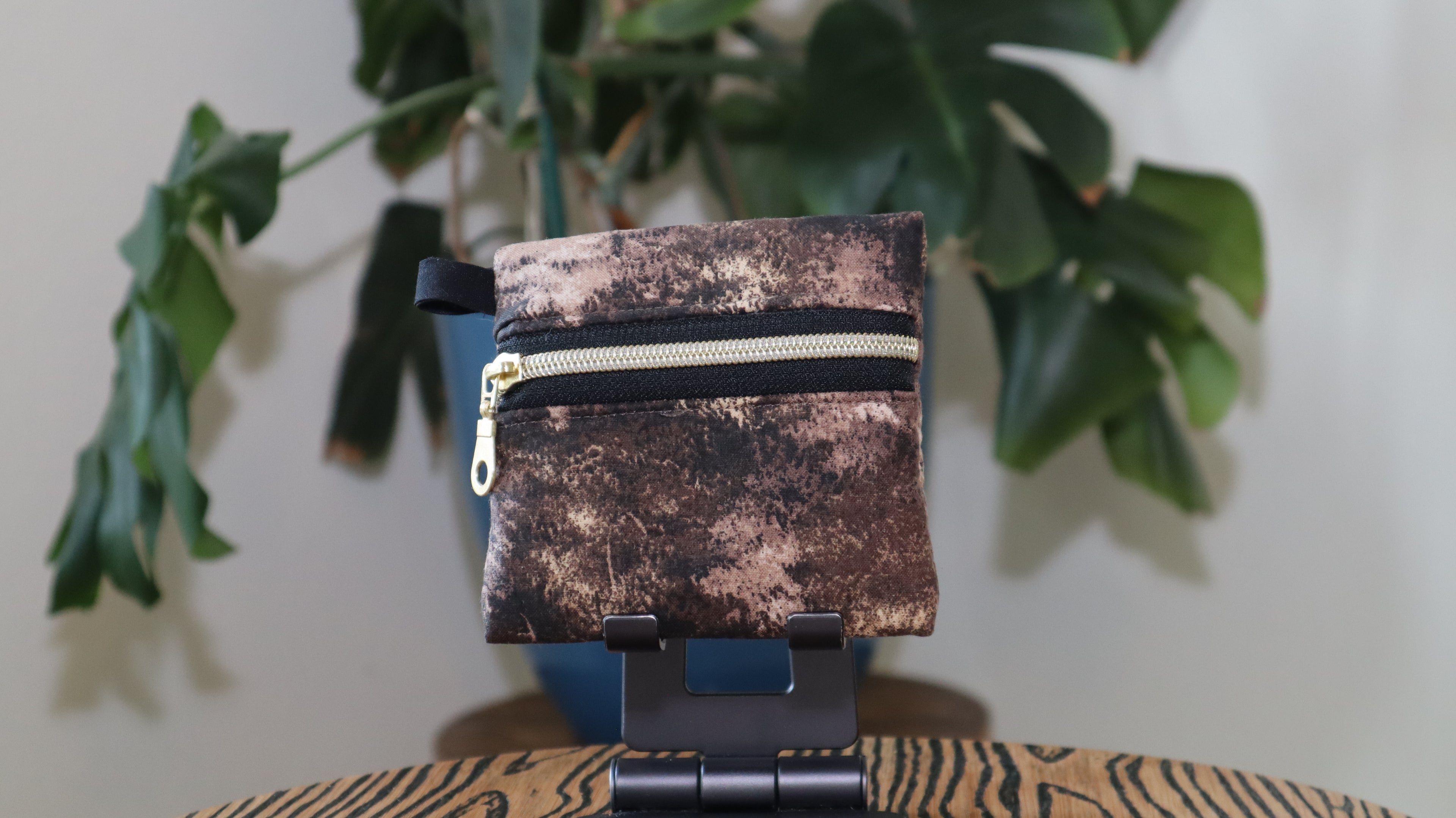 Handmade Wristlet Wallet with Key Fob | Cotton & Nylon Zipper Pouch