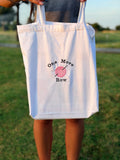 One More Row Embroidered Crochet Canvas Tote