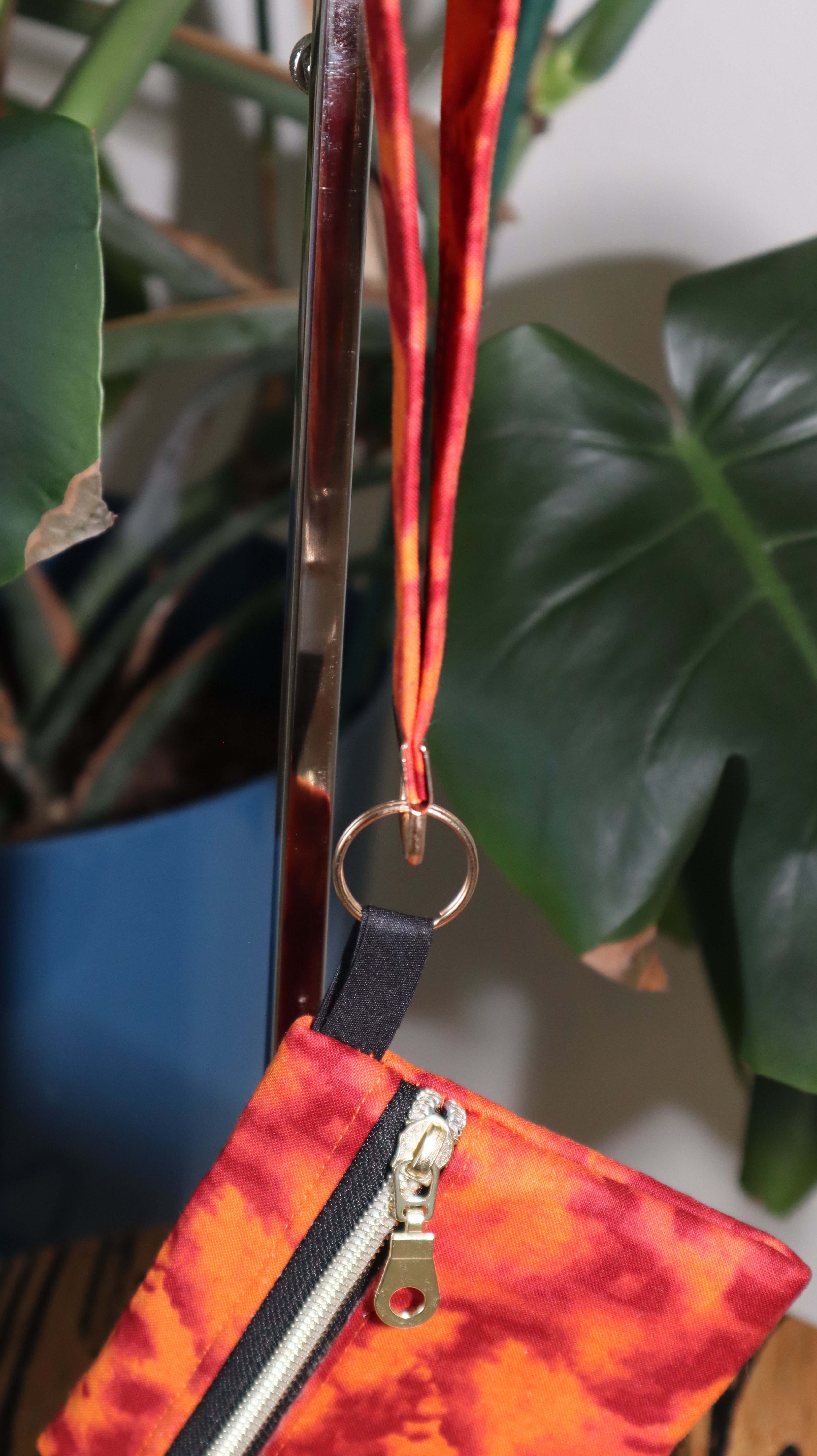 Handmade Wristlet Wallet with Key Fob | Cotton & Nylon Zipper Pouch