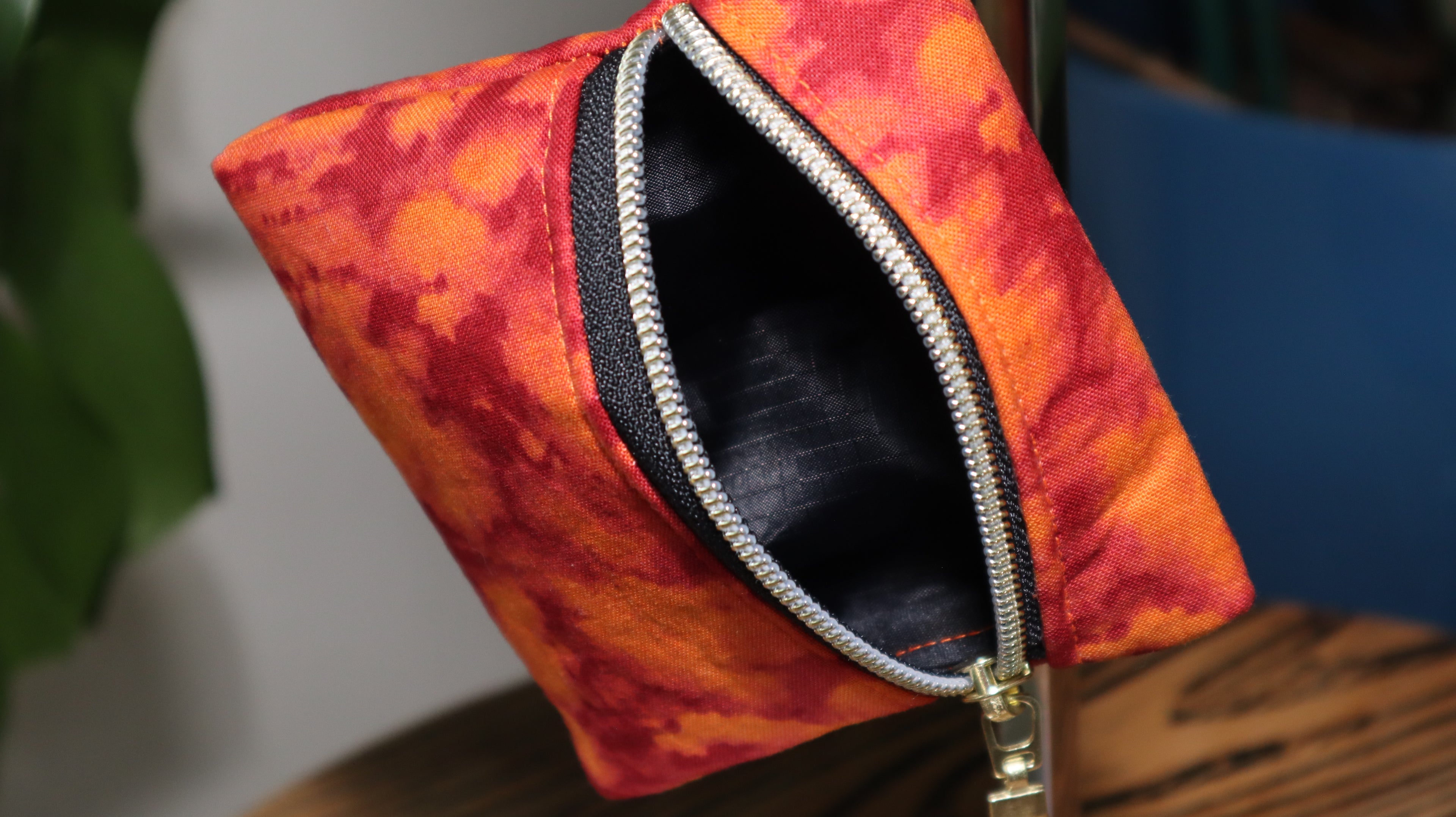 Handmade Wristlet Wallet with Key Fob | Cotton & Nylon Zipper Pouch