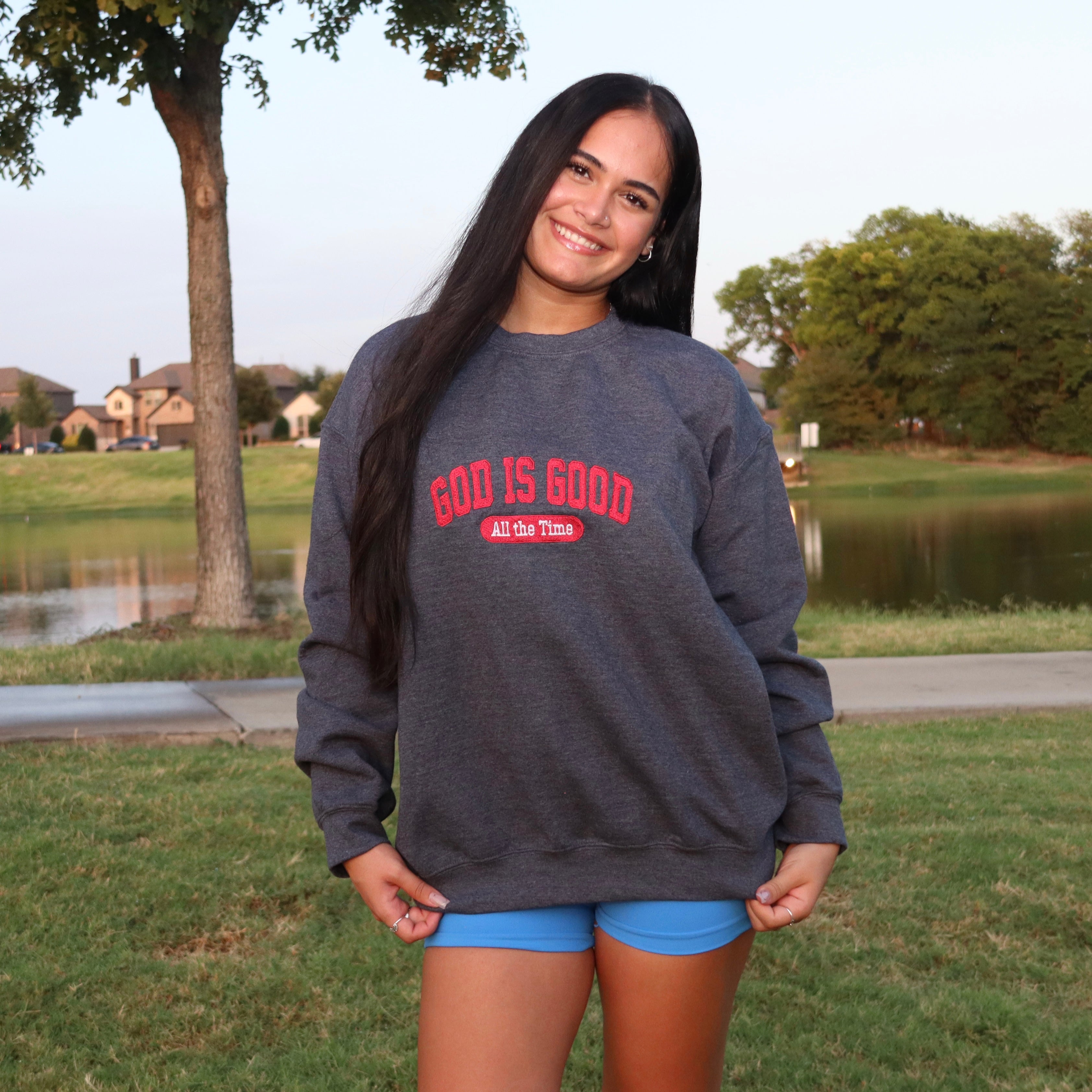 God Is Good All the Time Embroidered Sweatshirt & Hoodie
