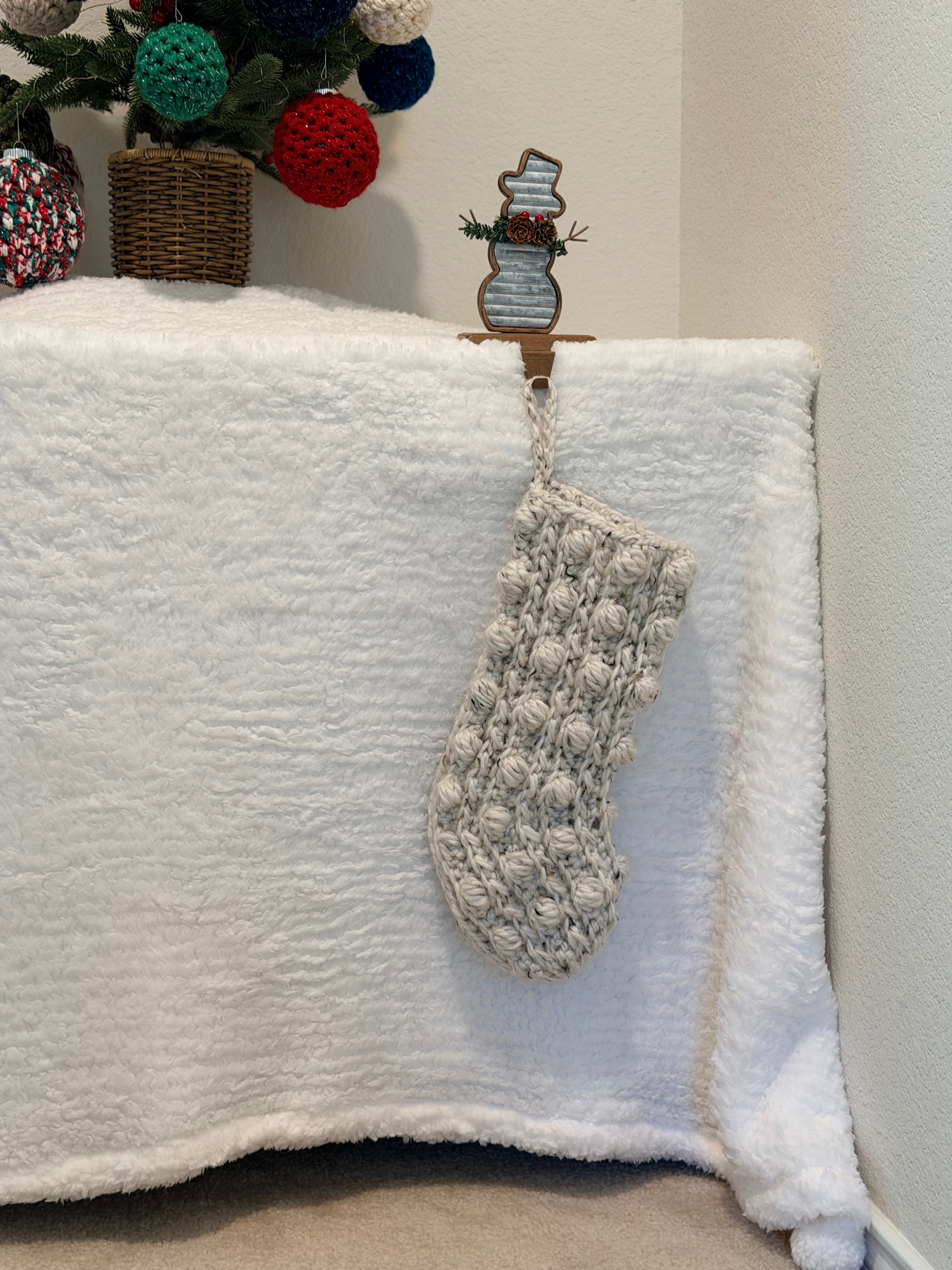 Handmade Crochet Christmas Stockings – Small & Large – Cozy Bobble Design