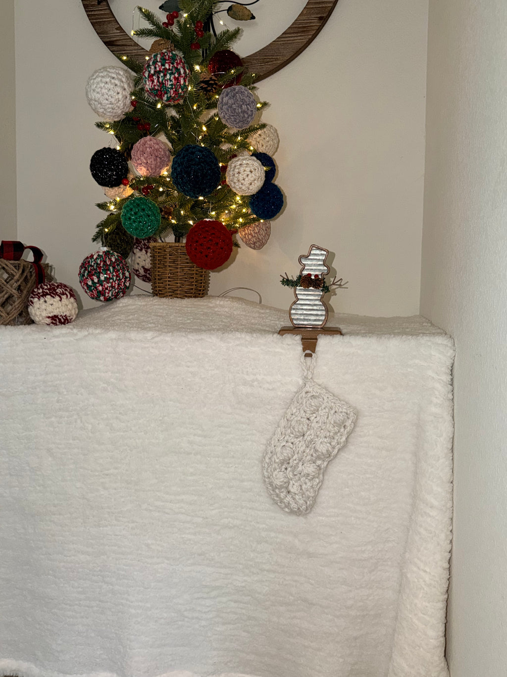 Handmade Crochet Christmas Stockings – Small & Large – Cozy Bobble Design