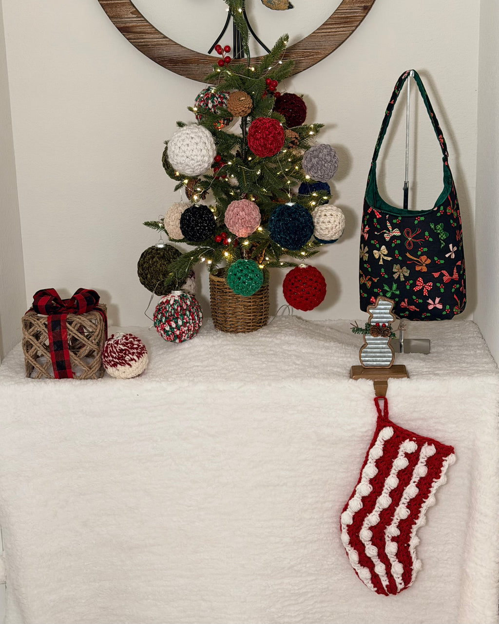 Handmade Crochet Christmas Stockings – Small & Large – Cozy Bobble Design