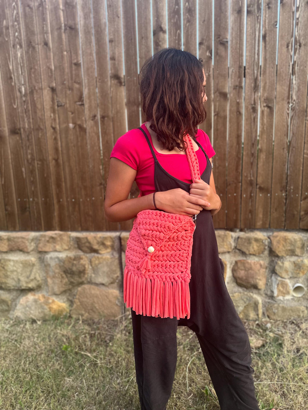 Crossbody Purse - Crossbody Bag - Gift for Her - Boho-style Purse - Purse with Fringes - Crochet Purse - Crochet Crossbody Bag