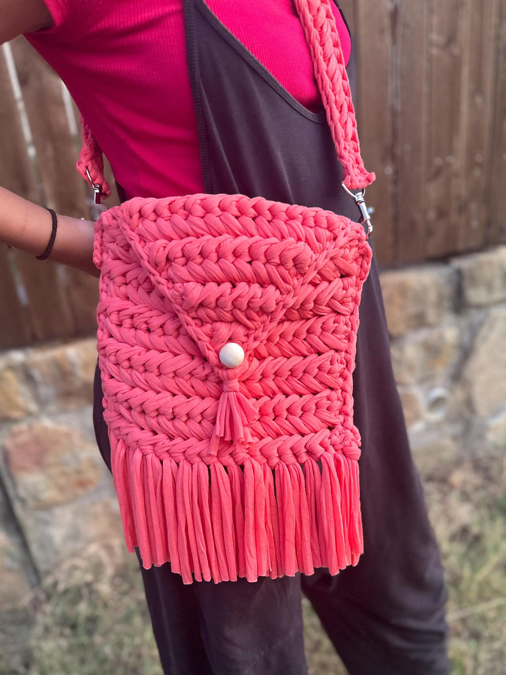 Crossbody Purse - Crossbody Bag - Gift for Her - Boho-style Purse - Purse with Fringes - Crochet Purse - Crochet Crossbody Bag