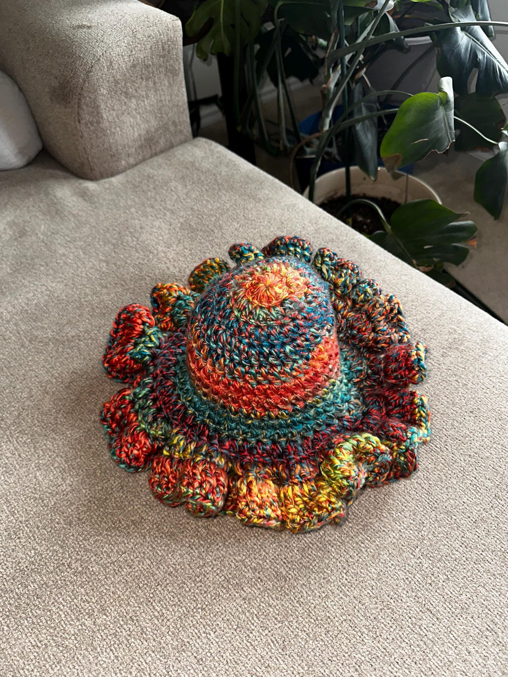 Handmade Crochet Bucket Hat with Ruffle Trim - Made to Order | Chic & Trendy Wool Blend Hat | Crochet Ruffled Bucket Hat