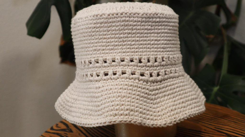 Handmade Crochet Bucket Hat - 100% Cotton, Lightweight and Breathable, Sunburst Detail – Perfect for Summer